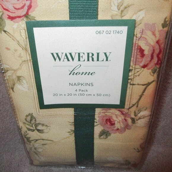 Vtg Waverly Sonata Rose Floral Harbor House Cotton Dinner Napkin Set Of 4 NEW - Picture 2 of 5